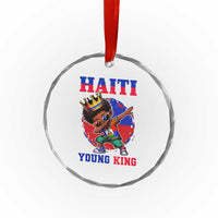 Haiti Young King Dabbing Boy Kids Graphic Crystal Glass Ornament Haitian Heritage Pride
