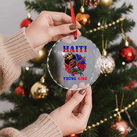 Haiti Young King Dabbing Boy Kids Graphic Crystal Glass Ornament Haitian Heritage Pride