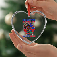 Haiti Young King Dabbing Boy Kids Graphic Heart Crystal Glass Ornament Haitian Heritage Pride
