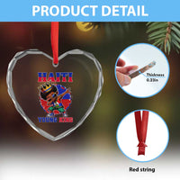 Haiti Young King Dabbing Boy Kids Graphic Heart Crystal Glass Ornament Haitian Heritage Pride