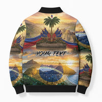 Personalized Brazil Haiti Bomber Puffer Jacket Heritage Landscape