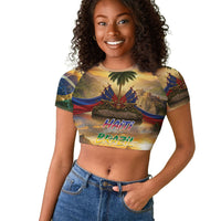 Personalized Brazil Haiti Raglan Cropped T shirt Heritage Landscape