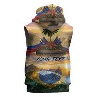 Personalized Brazil Haiti Sleeveless Zip Hoodie Heritage Landscape