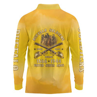 Honor Buffalo Soldiers Long Sleeve Polo Shirt African American Cavalry Yellow Version - Wonder Print Shop