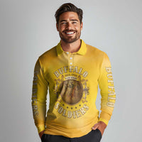 Honor Buffalo Soldiers Long Sleeve Polo Shirt African American Cavalry Yellow Version - Wonder Print Shop