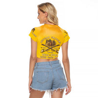 Honor Buffalo Soldiers Raglan Cropped T Shirt African American Cavalry Yellow Version - Wonder Print Shop