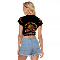 Honor Buffalo Soldiers Raglan Cropped T Shirt African American Cavalry Black Version - Wonder Print Shop