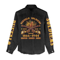 Honor Buffalo Soldiers Women Casual Shirt African American Cavalry Black Version - Wonder Print Shop