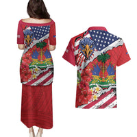 Haitian Heritage Month Couples Matching Puletasi and Hawaiian Shirt Haitian Americans Proud Grunge Style