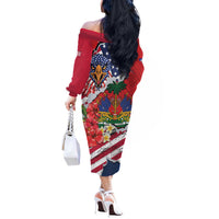 Haitian Heritage Month Off The Shoulder Long Sleeve Dress Haitian Americans Proud Grunge Style