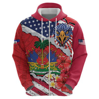 Haitian Heritage Month Zip Hoodie Haitian Americans Proud Grunge Style