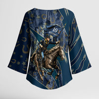 Buffalo Soldiers 10th Cavalry Regiment Ride Or Die Kimono Sleeve Blouse Patriotic Military Heritage Distressed City Skyline Graphic Art