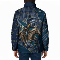 Buffalo Soldiers 10th Cavalry Regiment Ride Or Die Padded Jacket Patriotic Military Heritage Distressed City Skyline Graphic Art
