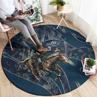 Buffalo Soldiers 10th Cavalry Regiment Ride Or Die Round Carpet Patriotic Military Heritage Distressed City Skyline Graphic Art