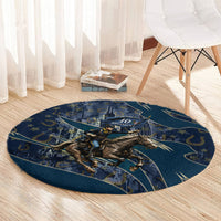 Buffalo Soldiers 10th Cavalry Regiment Ride Or Die Round Carpet Patriotic Military Heritage Distressed City Skyline Graphic Art
