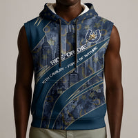 Buffalo Soldiers 10th Cavalry Regiment Ride Or Die Sleeveless Hoodie Patriotic Military Heritage Distressed City Skyline Graphic Art