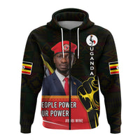 Black zip hoodie with Uganda emblem and People Power front graphic