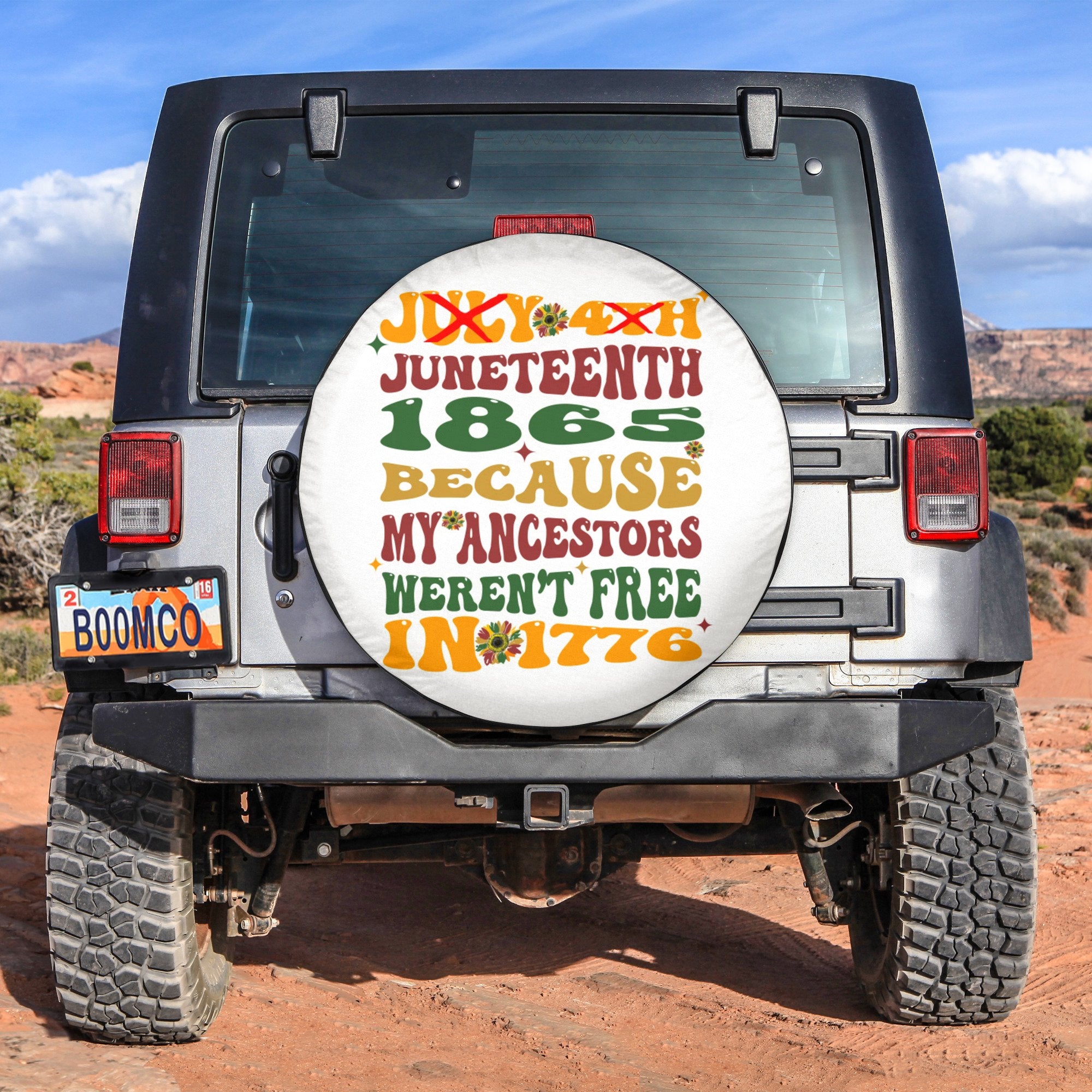 African Tire Covers - Juneteenth Spare Tire Cover Juneteenth 1865, My Ancestors Weren't Free In 1776 NO.108 LT8