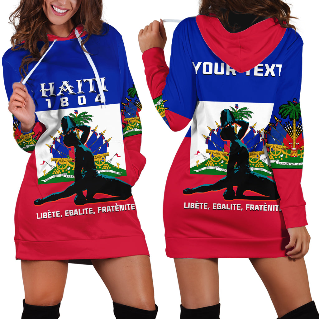 (Custom Personalised) Haiti Hoodie Dress Negre Marron With Haitian Flag - Wonder Print Shop