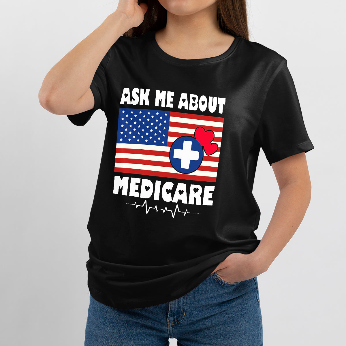 Ask Me About Medicare Health Insurance Sales USA Flag, Medicare T Shirt - Wonder Print Shop