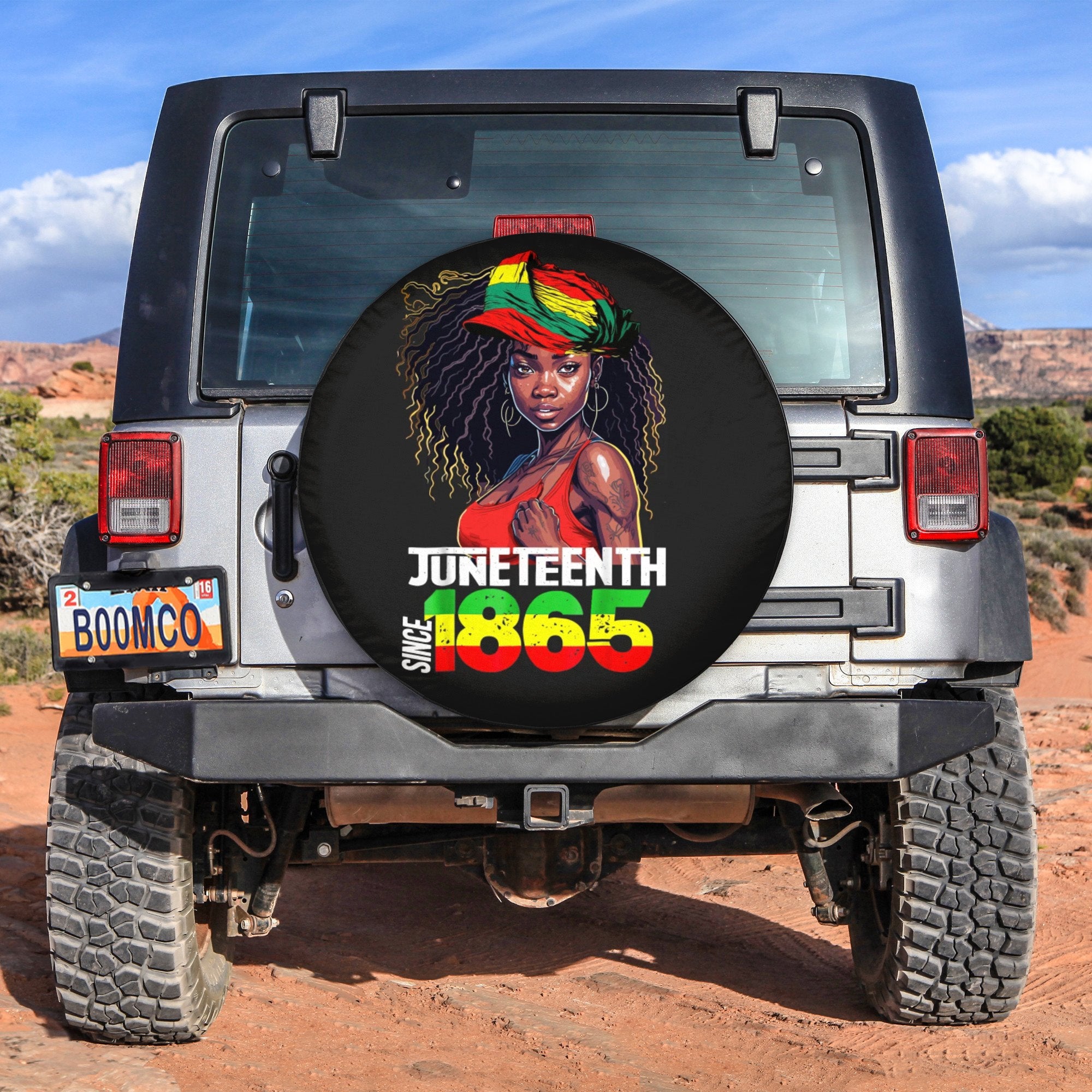 African Tire Covers - Juneteenth Spare Tire Cover Sporty Black Girl Juneteenth Since 1865 NO.112 LT8