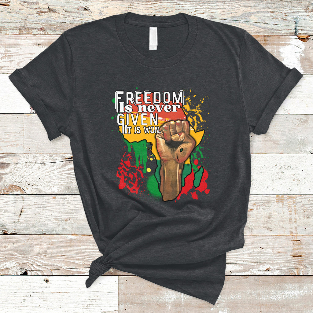 Freedom Is Won Equal Rights Teach Black History Month Pride T-Shirt - Wonder Print Shop