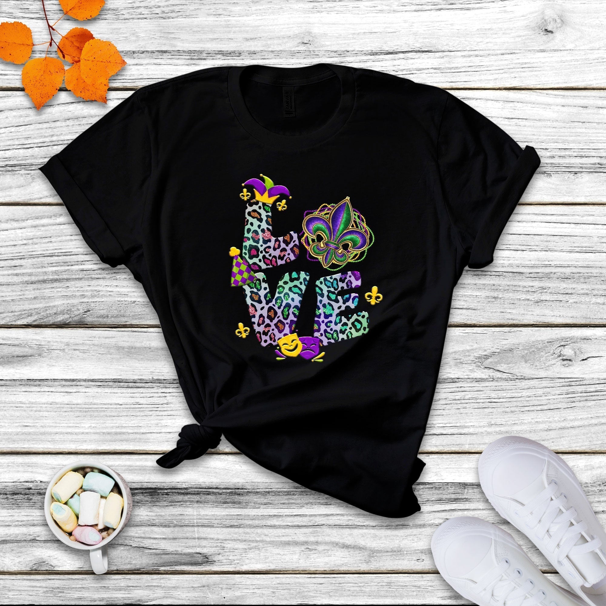 Love Mardi Gras Leopard Mardi Gras Costume Carnival Beads And Bling T Shirt - Wonder Print Shop