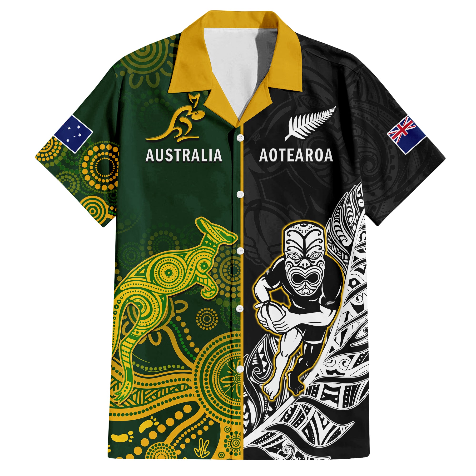 Australia Rugby Mix Aotearoa Rugby Hawaiian Shirt Wallabies All Black Special Version - Wonder Print Shop