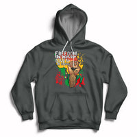 Charcoal pullover hoodie with bear-and-text front graphic in rainbow colors