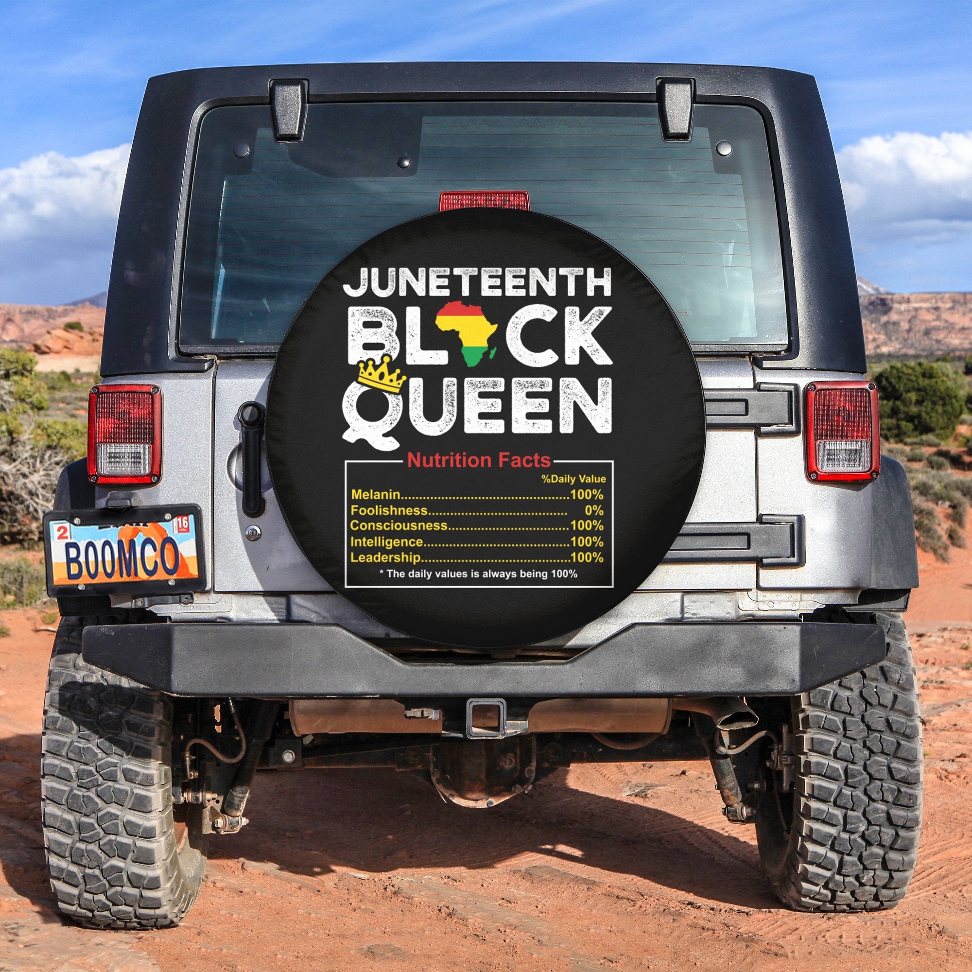 African Tire Covers - Juneteenth Spare Tire Cover Black Queen Nutrition Facts NO.141 LT8