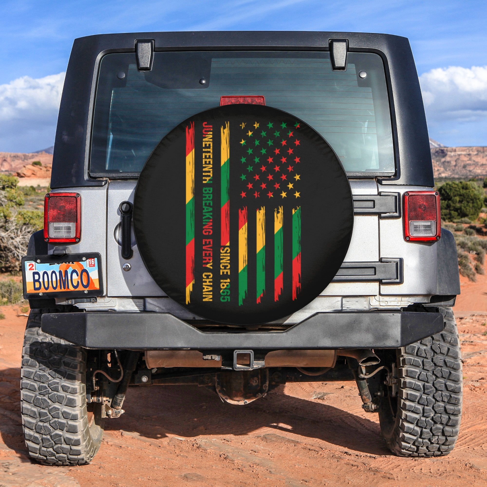 African Tire Covers - Juneteenth Spare Tire Cover American Flag Breaking Every Chain NO.144 LT8