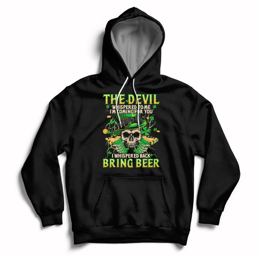 I Whispered Back Bring Beer Devil St Patrick's Day Drinking Skull Hoodie - Wonder Print Shop