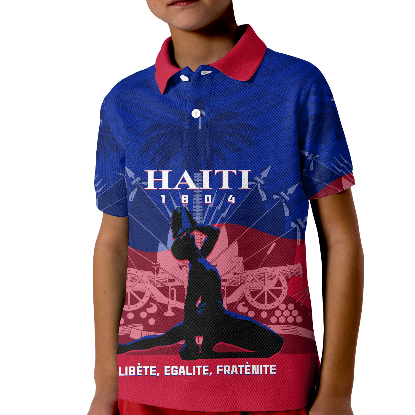 Haiti Polo Shirt for Kid Negre Marron With Coat Of Arms Polynesian Style - Wonder Print Shop