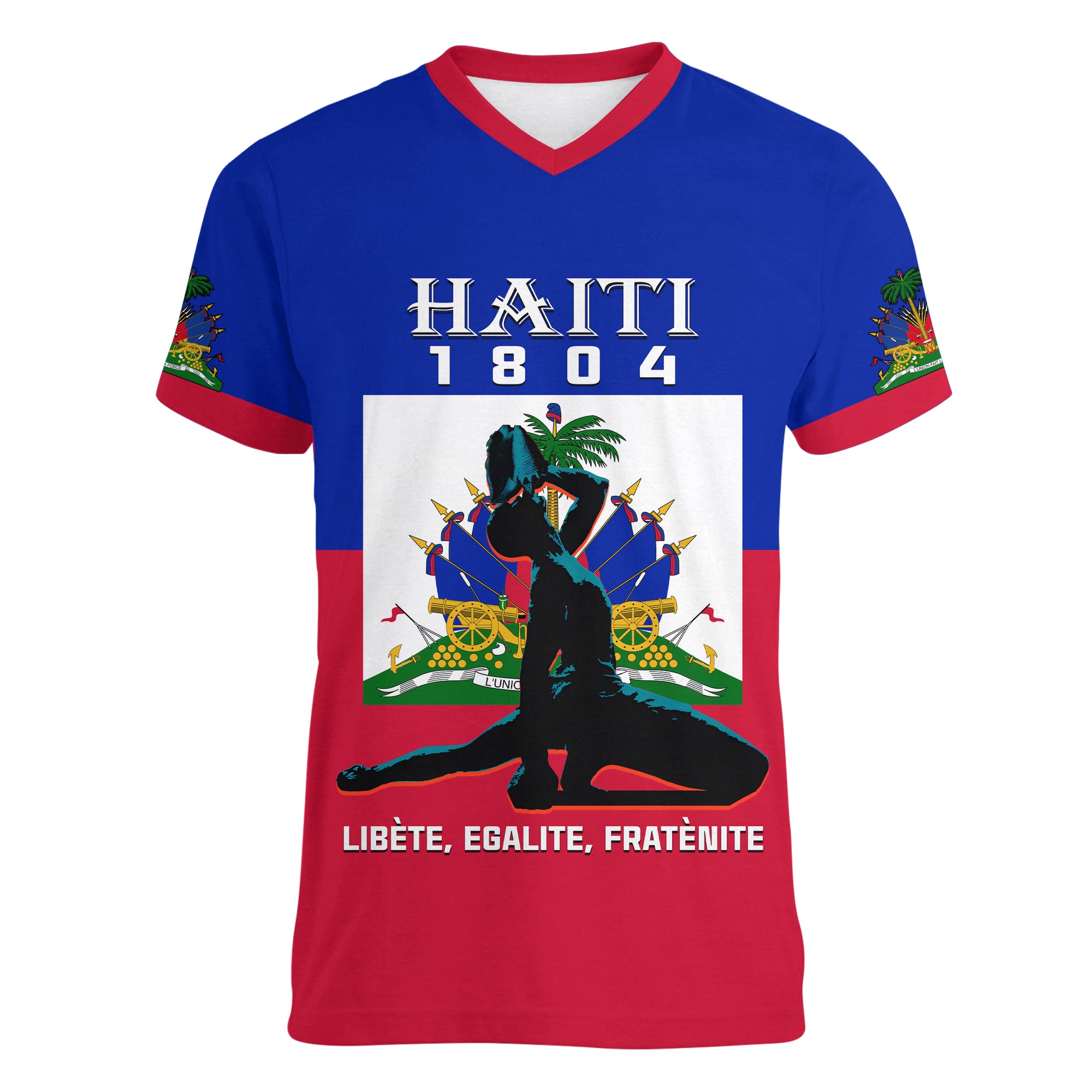 (Custom Personalised) Haiti Women V Neck T Shirt Negre Marron With Haitian Flag LT14