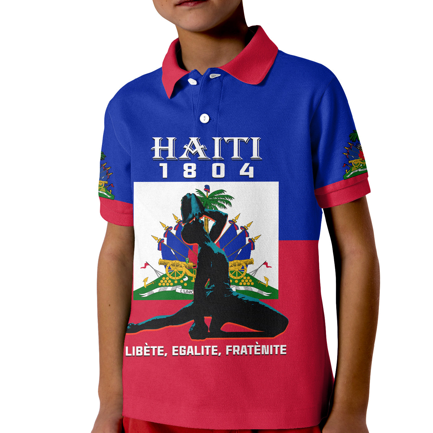 Custom Haiti Polo Shirt for Kid Negre Marron With Haitian Flag - Wonder Print Shop