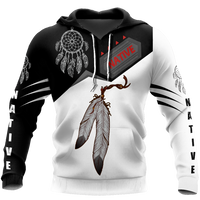 Black/white feather dreamcatcher all-over print pullover hoodie, hooded