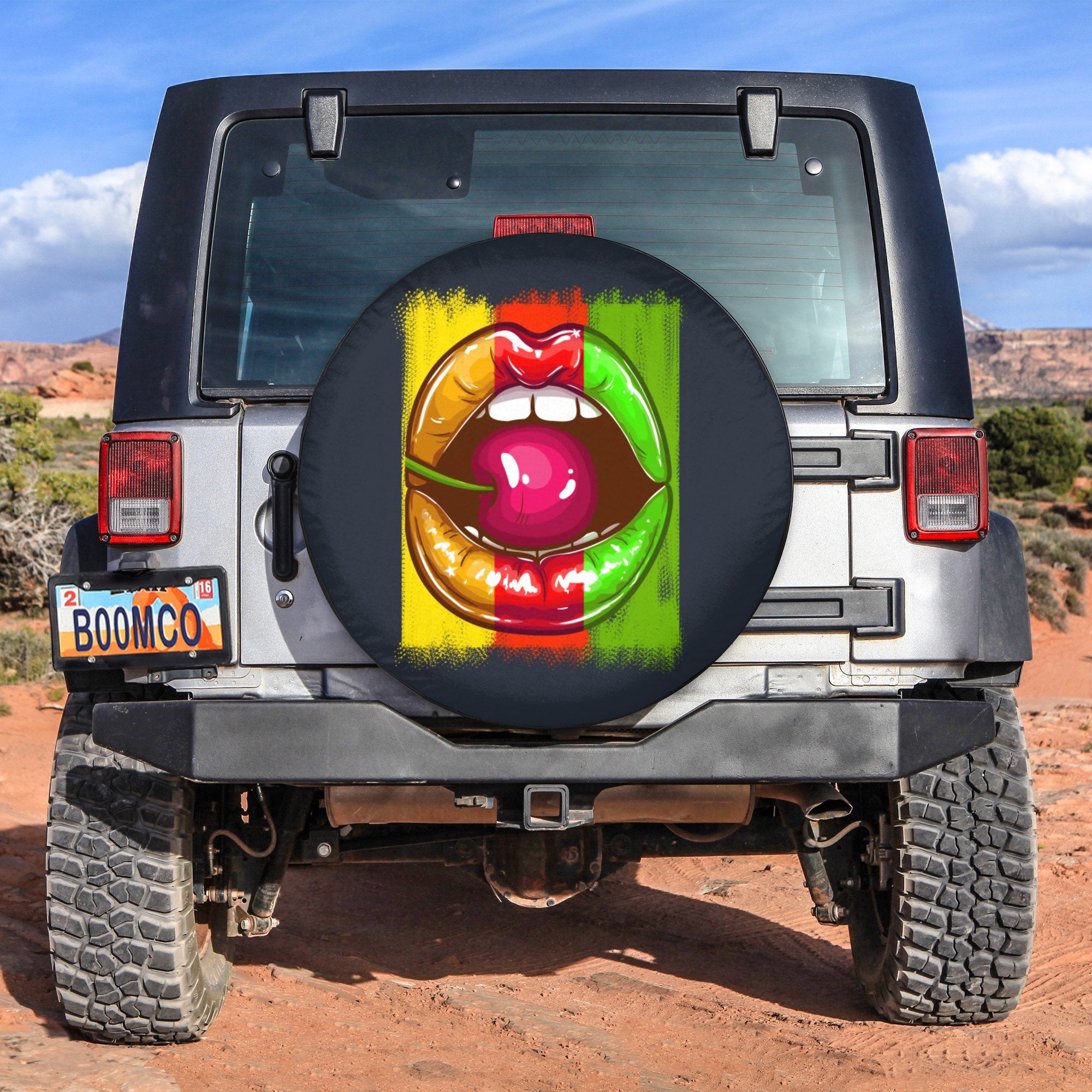 African Tire Covers - Juneteenth Spare Tire Cover Lips Biting Cherry NO.164 LT8