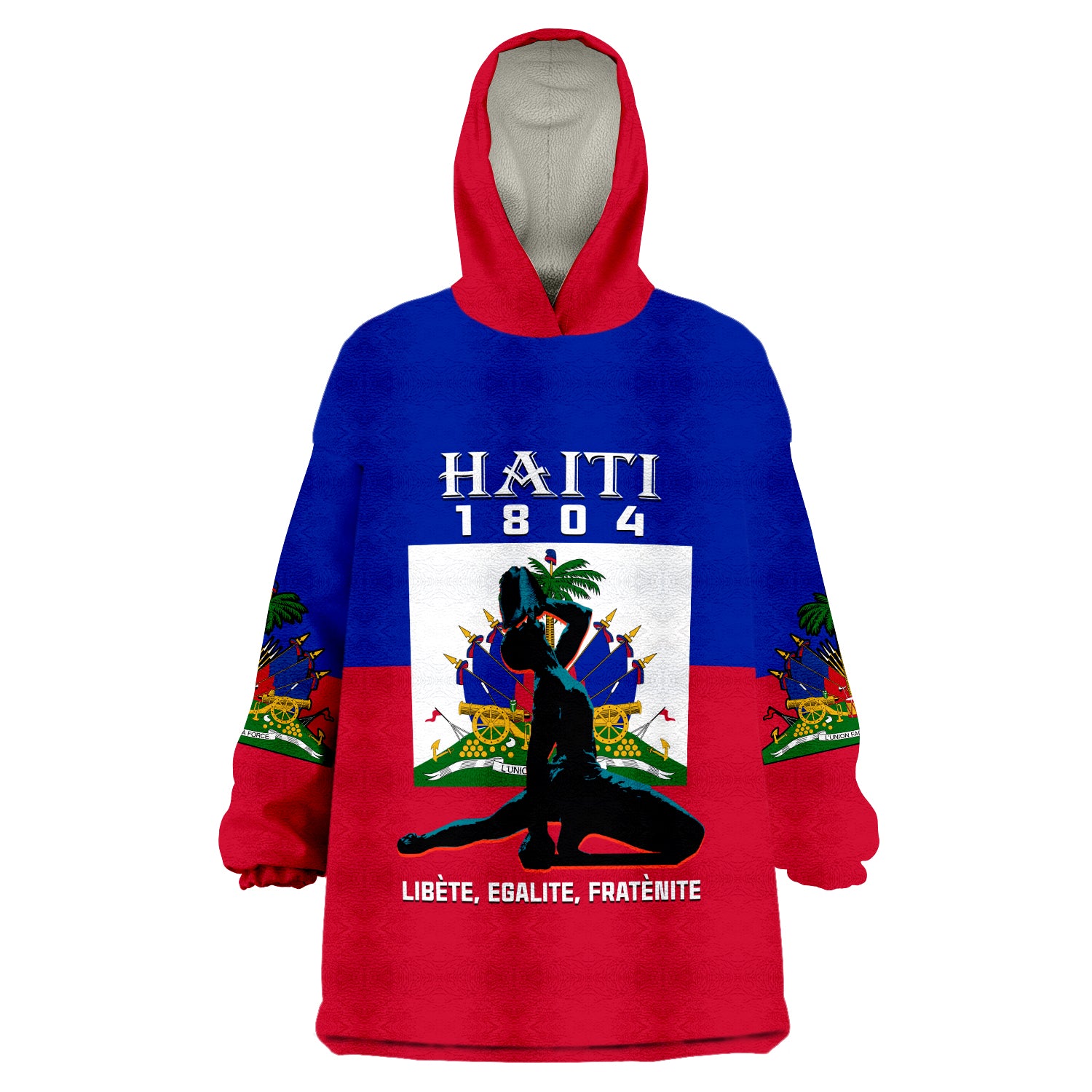 (Custom Personalised) Haiti Wearable Blanket Hoodie Negre Marron With Haitian Flag - Wonder Print Shop