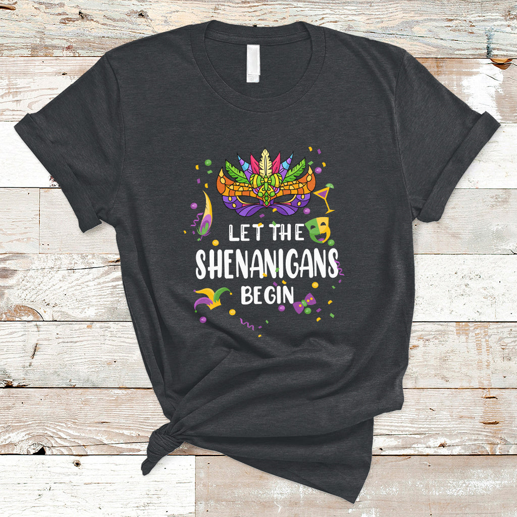 Let The Shenanigans Begin Mardi Gras Mask Womens T Shirt - Wonder Print Shop