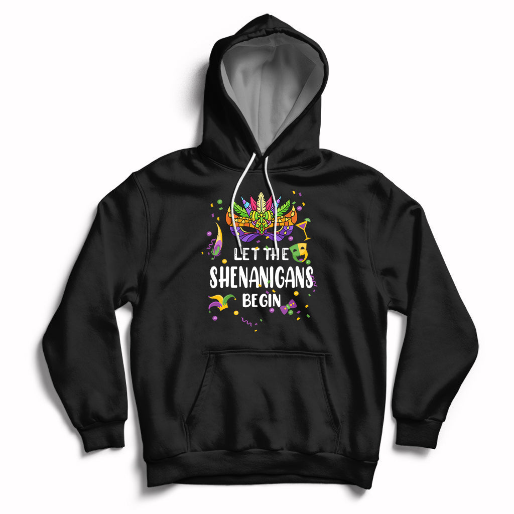 Let The Shenanigans Begin Mardi Gras Mask Womens Hoodie - Wonder Print Shop