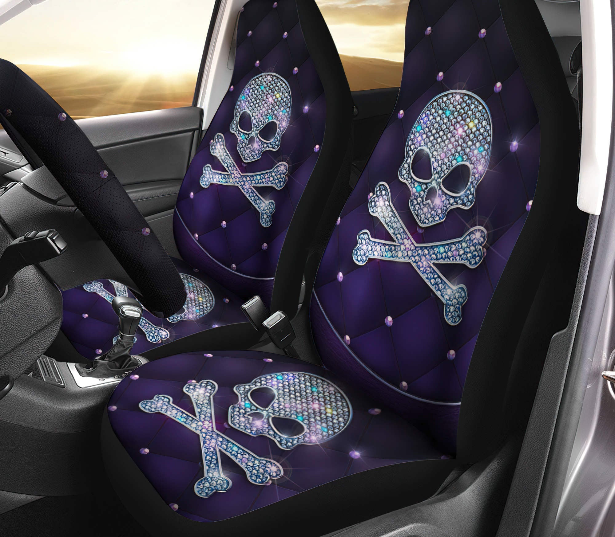 Skull Bone Diamond Car Seat Cover - Wonder Print Shop