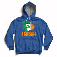 Royal blue hoodie with 'I'm a wee bit Irish' front graphic, Irish flag and shamrock