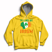 Daisy yellow hoodie with 'I'm a wee bit Irish' front graphic, Irish flag and shamrock