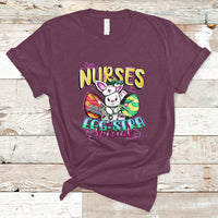 Maroon nurse-themed Easter bunny T-shirt with Egg-stra Special colorful graphic
