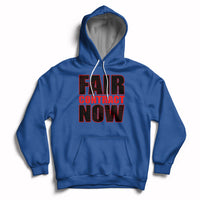 Royal blue pullover hoodie with bold “FAIR CONTRACT NOW” front graphic and front pocket