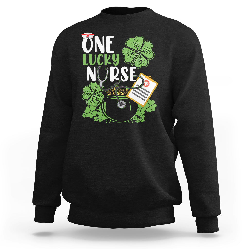 One Lucky Nurse Scrub RN ICU ER St Patrick's Day Nurses Day Sweatshirt - Wonder Print Shop