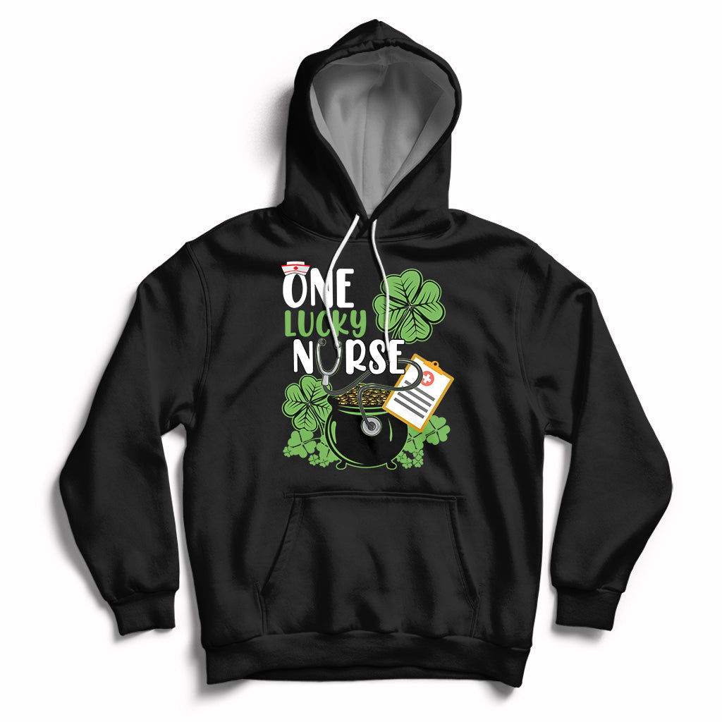 One Lucky Nurse Scrub RN ICU ER St Patrick's Day Nurses Day Hoodie - Wonder Print Shop