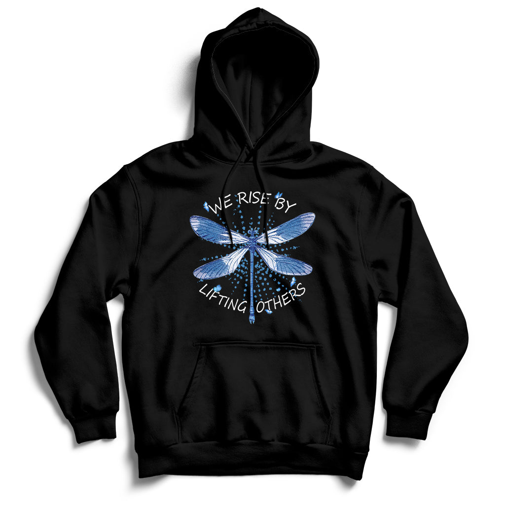 Dragonfly Lover We Rise By Lifting Others Inspirational Hoodie - Wonder Print Shop