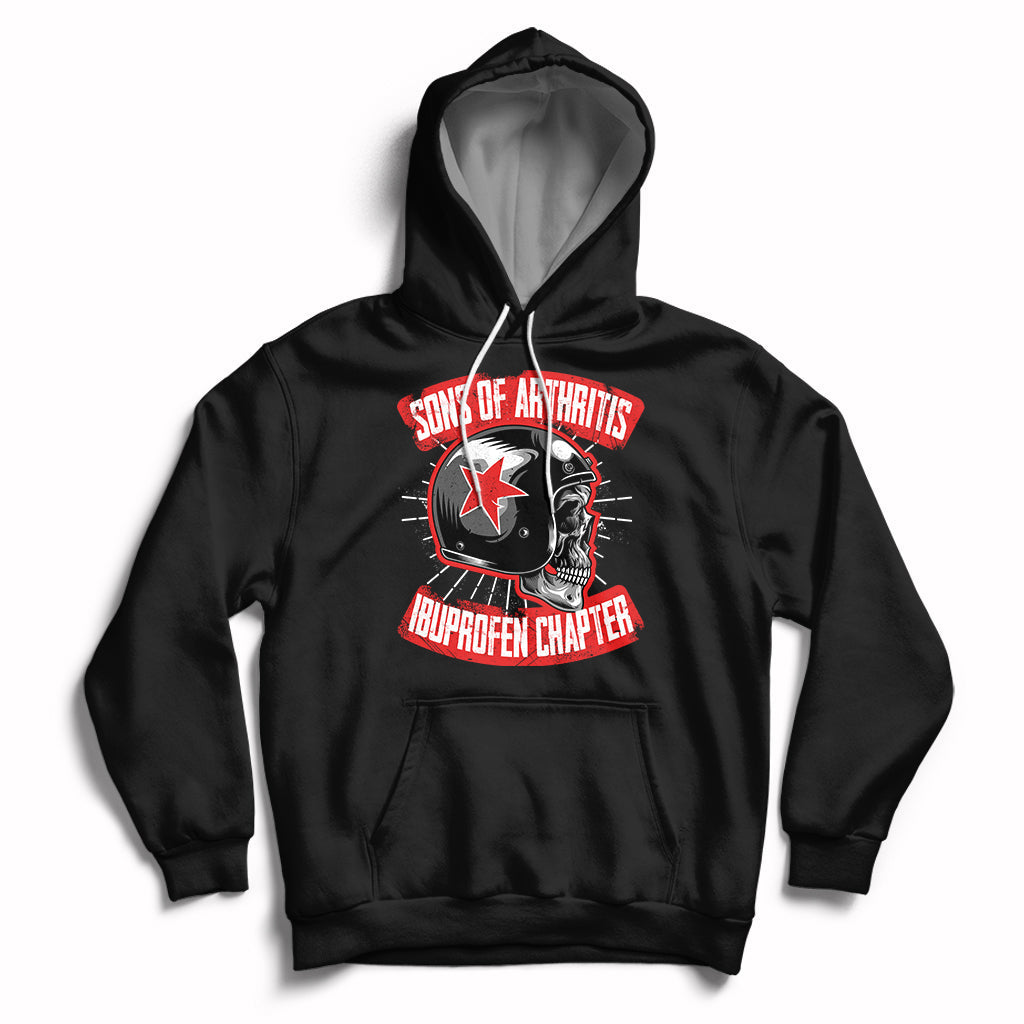 Sons Of Arthritis Ibuprofen Chapter Funny Biker Skull Helmet Hoodie - Wonder Print Shop