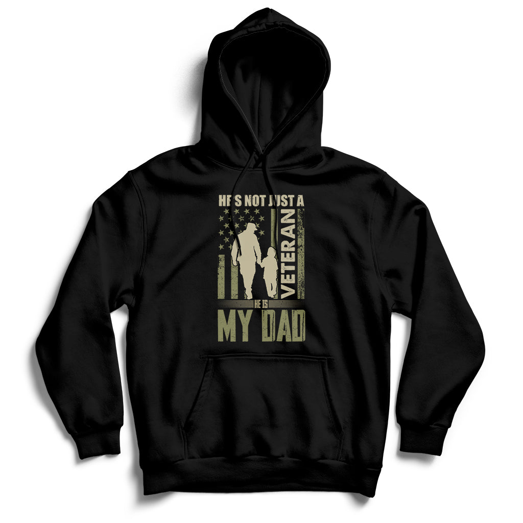 He Is My Veteran Dad American Flag Veterans Day Hoodie - Wonder Print Shop